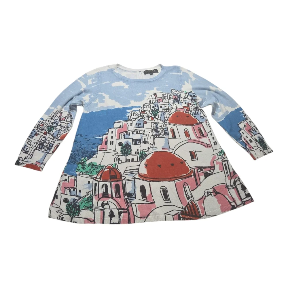 Joseph A Women's Santorini Greece Pullover Blouse‎ Sweater Size Medium